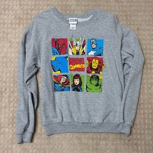 Marvel Comics Gray Sweatshirt with Colorful Characters